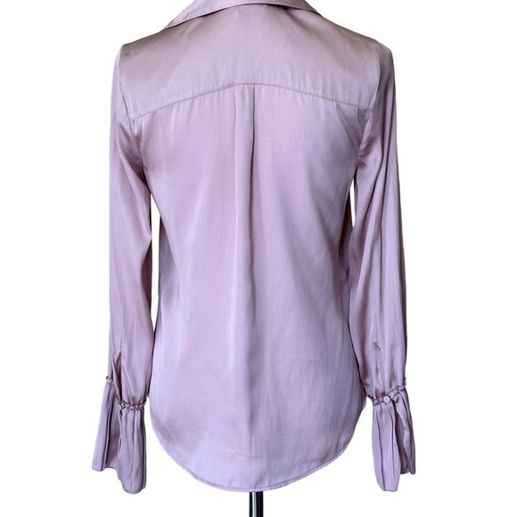 PAIGE Resa top, blush pink, pleated cuffs, elegant, silky, office, extra small - Picture 3 of 5